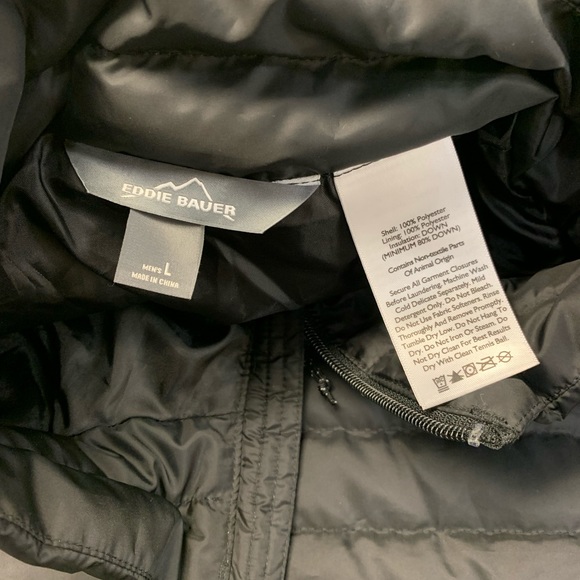 HP {Eddie Bauer} EUC Men's CirrusLite Down Puffer Jacket Full Zip Front Large - Picture 14 of 17